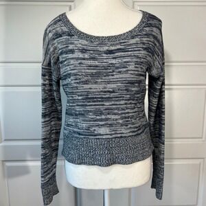Banana Republic Sweater XS Blue White‎ Striped Knit Zipper Detail Casual